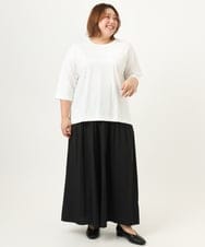 OLLJA01099 eur3(エウルキューブ) 【大きいサイズ】プリーツワイドパンツ ブラック(94)