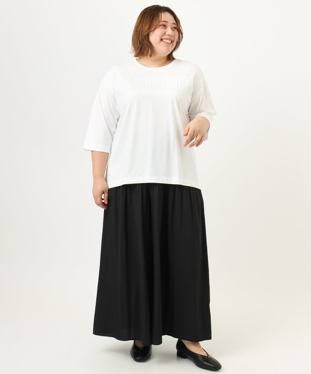 OLLJA01099 eur3(エウルキューブ) 【大きいサイズ】プリーツワイドパンツ ブラック(94)