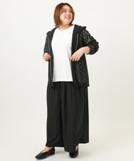 OLLJA01099 eur3(エウルキューブ) 【大きいサイズ】プリーツワイドパンツ ブラック(94)