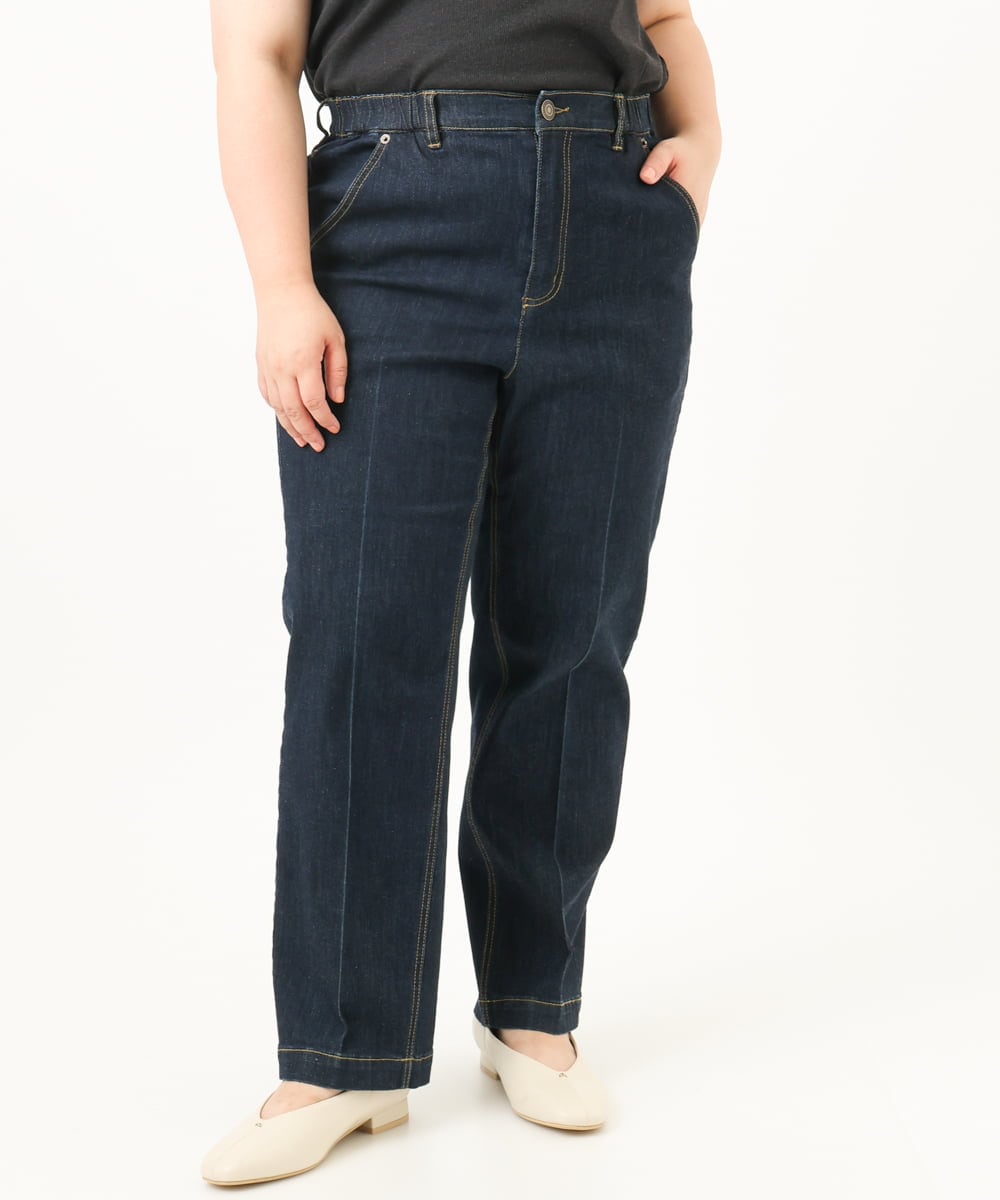 OLLJA08109 eur3(エウルキューブ) 【大きいサイズ】ストレッチストレートデニム ネイビー(57)