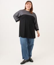 OLLJD05109 eur3(エウルキューブ) 【WEB先行販売】【大きいサイズ/洗える】カーブシルエットデニムパンツ ブルー