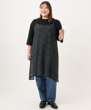 OLLJD05109 eur3(エウルキューブ) 【WEB先行販売】【大きいサイズ/洗える】カーブシルエットデニムパンツ ブルー