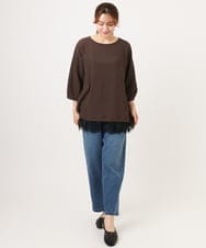 OLLJD05109 eur3(エウルキューブ) 【WEB先行販売】【大きいサイズ/洗える】カーブシルエットデニムパンツ ブルー