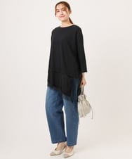 OLLJD05109 eur3(エウルキューブ) 【WEB先行販売】【大きいサイズ/洗える】カーブシルエットデニムパンツ ブルー