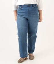 OLLJD05109 eur3(エウルキューブ) 【WEB先行販売】【大きいサイズ/洗える】カーブシルエットデニムパンツ ブルー