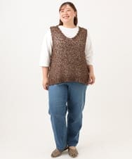 OLLJD05109 eur3(エウルキューブ) 【WEB先行販売】【大きいサイズ/洗える】カーブシルエットデニムパンツ ブルー
