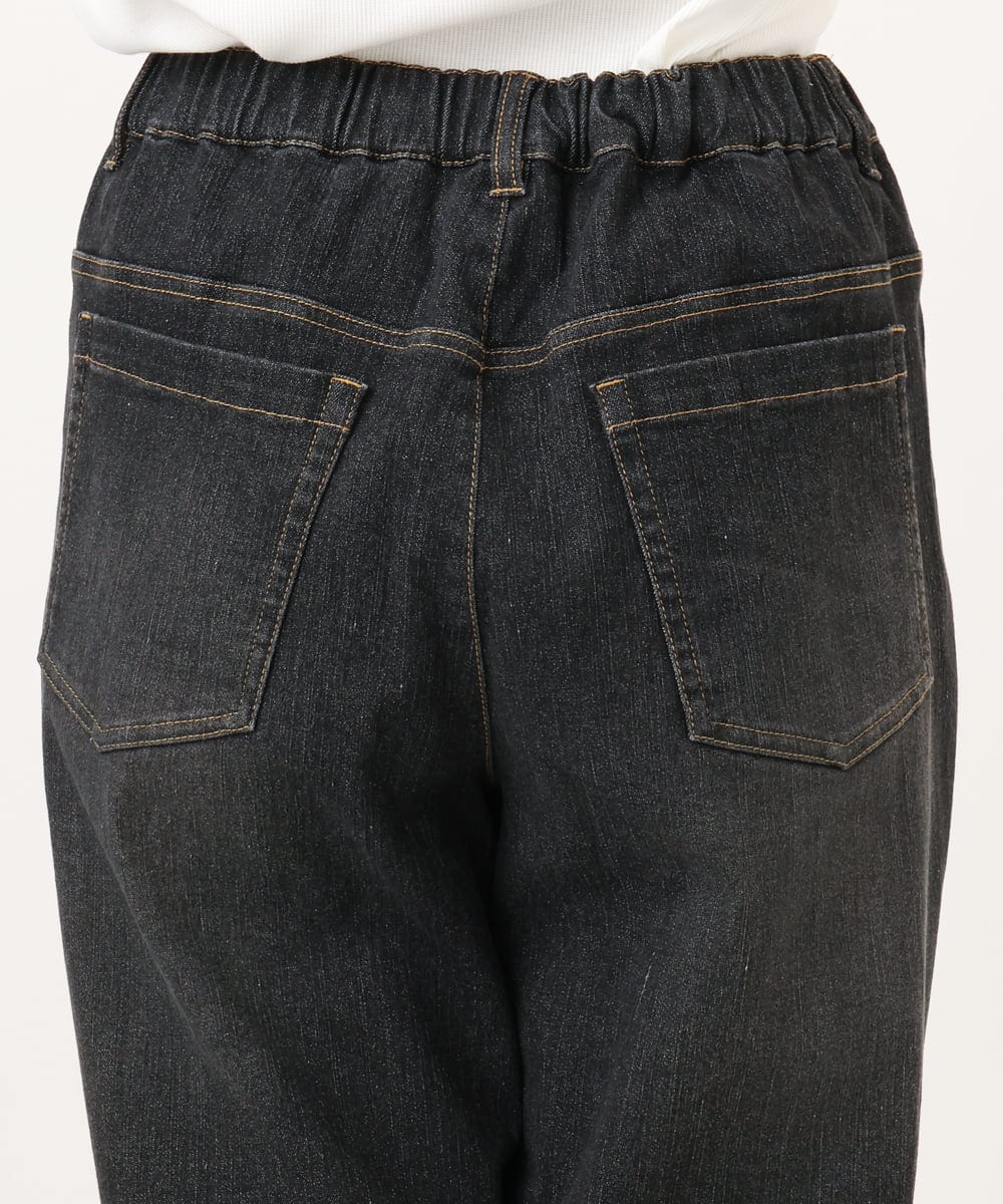 OLLJD05109 eur3(エウルキューブ) 【WEB先行販売】【大きいサイズ/洗える】カーブシルエットデニムパンツ ブラック