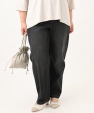 OLLJD05109 eur3(エウルキューブ) 【WEB先行販売】【大きいサイズ/洗える】カーブシルエットデニムパンツ ブラック