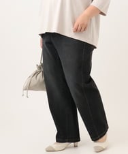 OLLJD05109 eur3(エウルキューブ) 【WEB先行販売】【大きいサイズ/洗える】カーブシルエットデニムパンツ ブラック