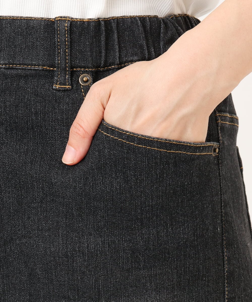 OLLJD05109 eur3(エウルキューブ) 【WEB先行販売】【大きいサイズ/洗える】カーブシルエットデニムパンツ ブラック