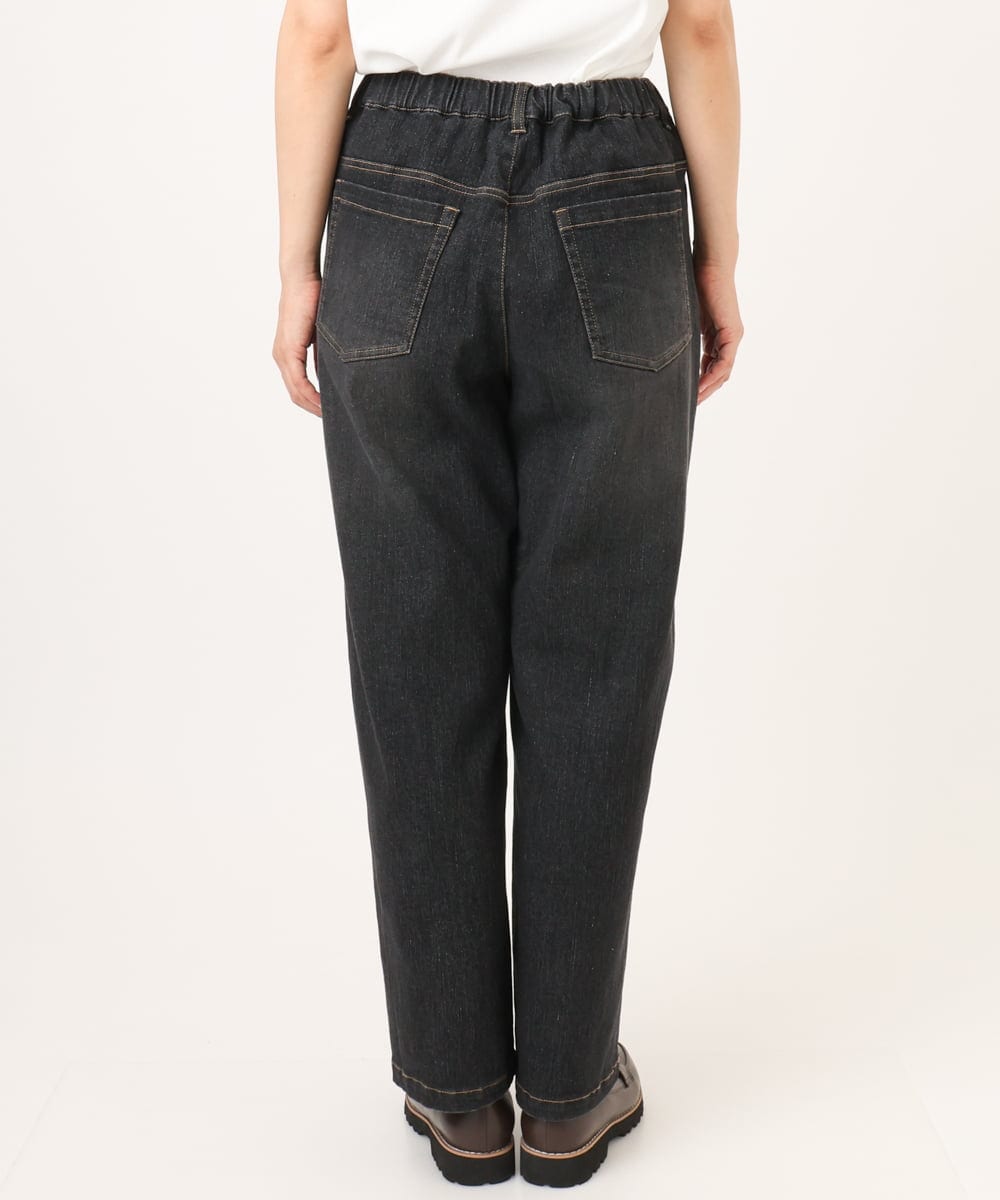 OLLJD05109 eur3(エウルキューブ) 【WEB先行販売】【大きいサイズ/洗える】カーブシルエットデニムパンツ ブラック
