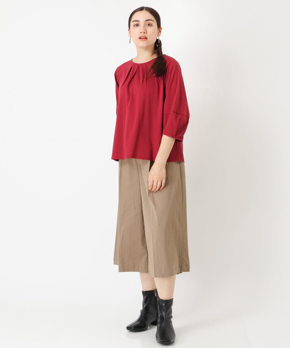 OLLJP05090 eur3(エウルキューブ) 【大きいサイズ】ストレッチセミワイドパンツ ベージュ(82)