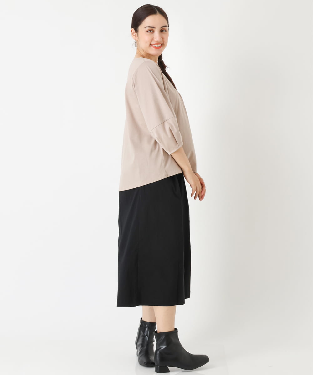 OLLJP05090 eur3(エウルキューブ) 【大きいサイズ】ストレッチセミワイドパンツ ブラック(94)