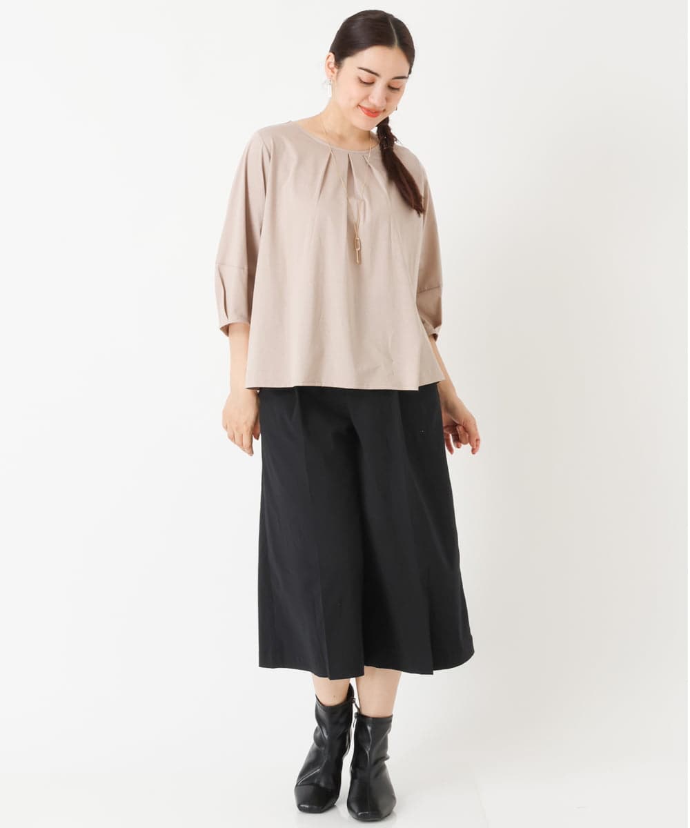 OLLJP05090 eur3(エウルキューブ) 【大きいサイズ】ストレッチセミワイドパンツ ブラック(94)
