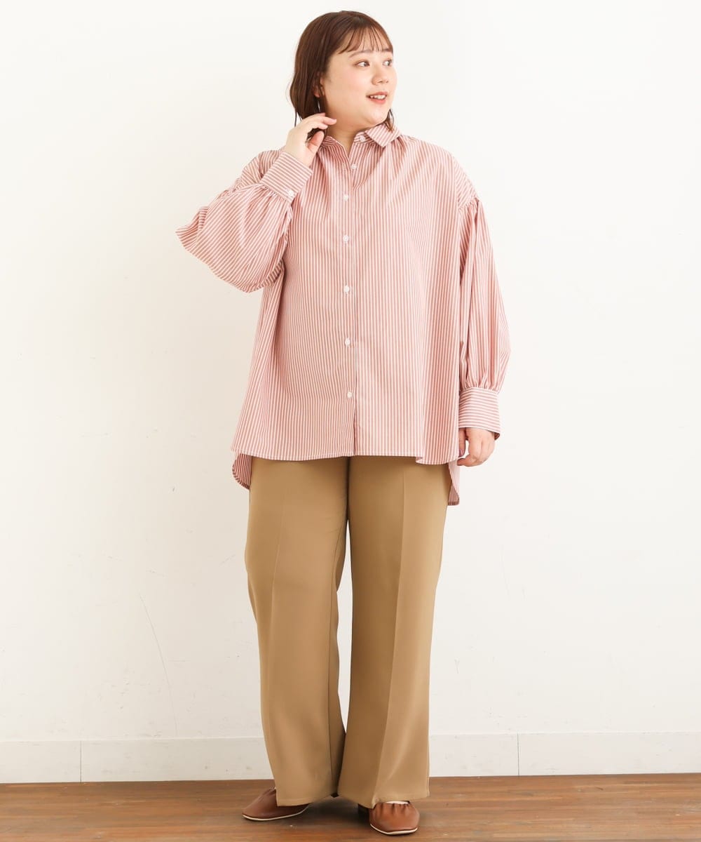 OLLJP09090 eur3(エウルキューブ) 【大きいサイズ】ストレッチフレアパンツ キャメル(83)