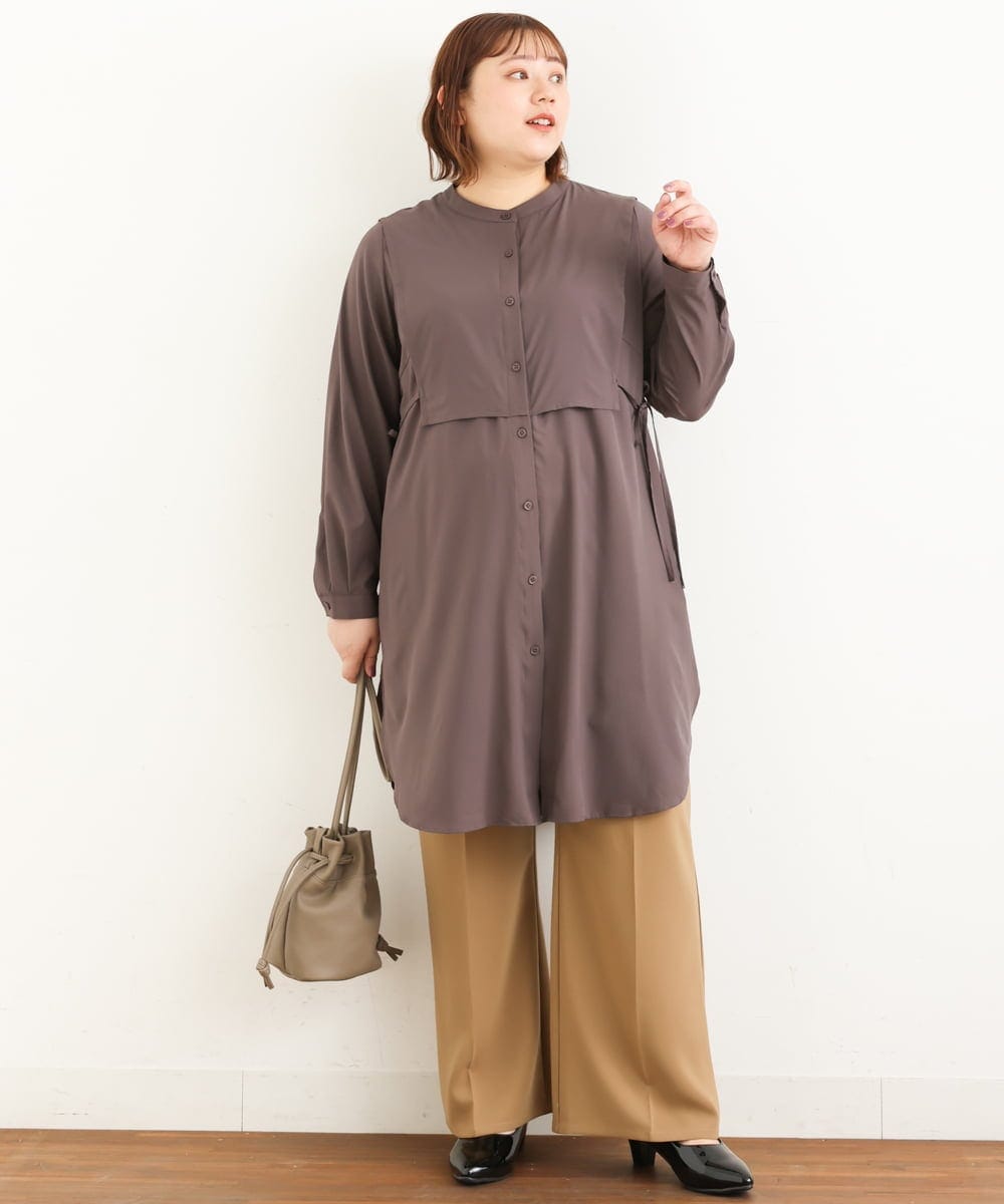 OLLJP09090 eur3(エウルキューブ) 【大きいサイズ】ストレッチフレアパンツ キャメル(83)