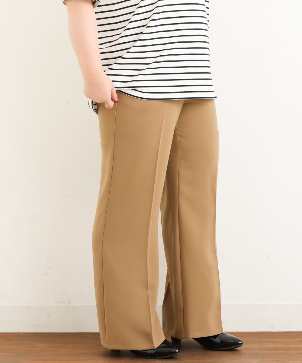 OLLJP09090 eur3(エウルキューブ) 【大きいサイズ】ストレッチフレアパンツ キャメル(83)