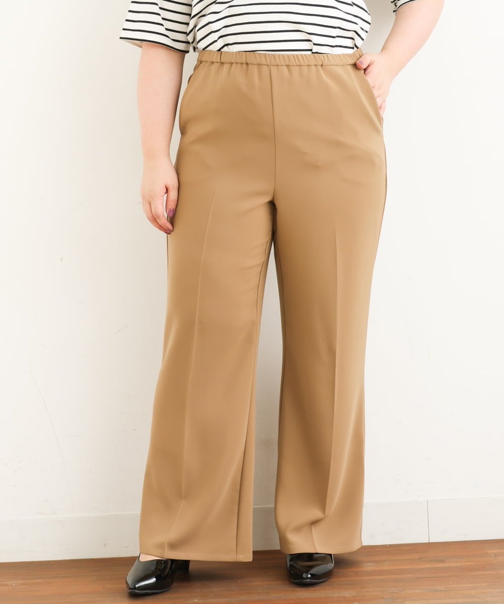 OLLJP09090 eur3(エウルキューブ) 【大きいサイズ】ストレッチフレアパンツ キャメル(83)