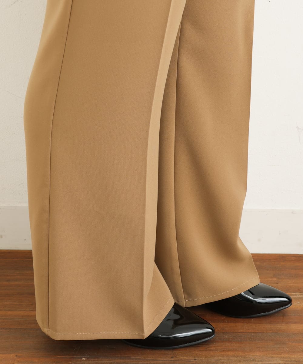 OLLJP09090 eur3(エウルキューブ) 【大きいサイズ】ストレッチフレアパンツ キャメル(83)