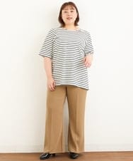 OLLJP09090 eur3(エウルキューブ) 【大きいサイズ】ストレッチフレアパンツ キャメル(83)