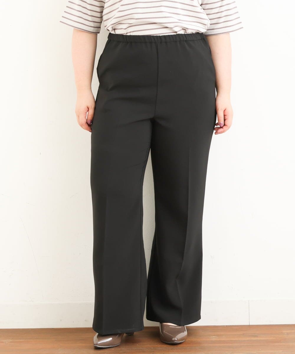 OLLJP09090 eur3(エウルキューブ) 【大きいサイズ】ストレッチフレアパンツ ブラック(94)