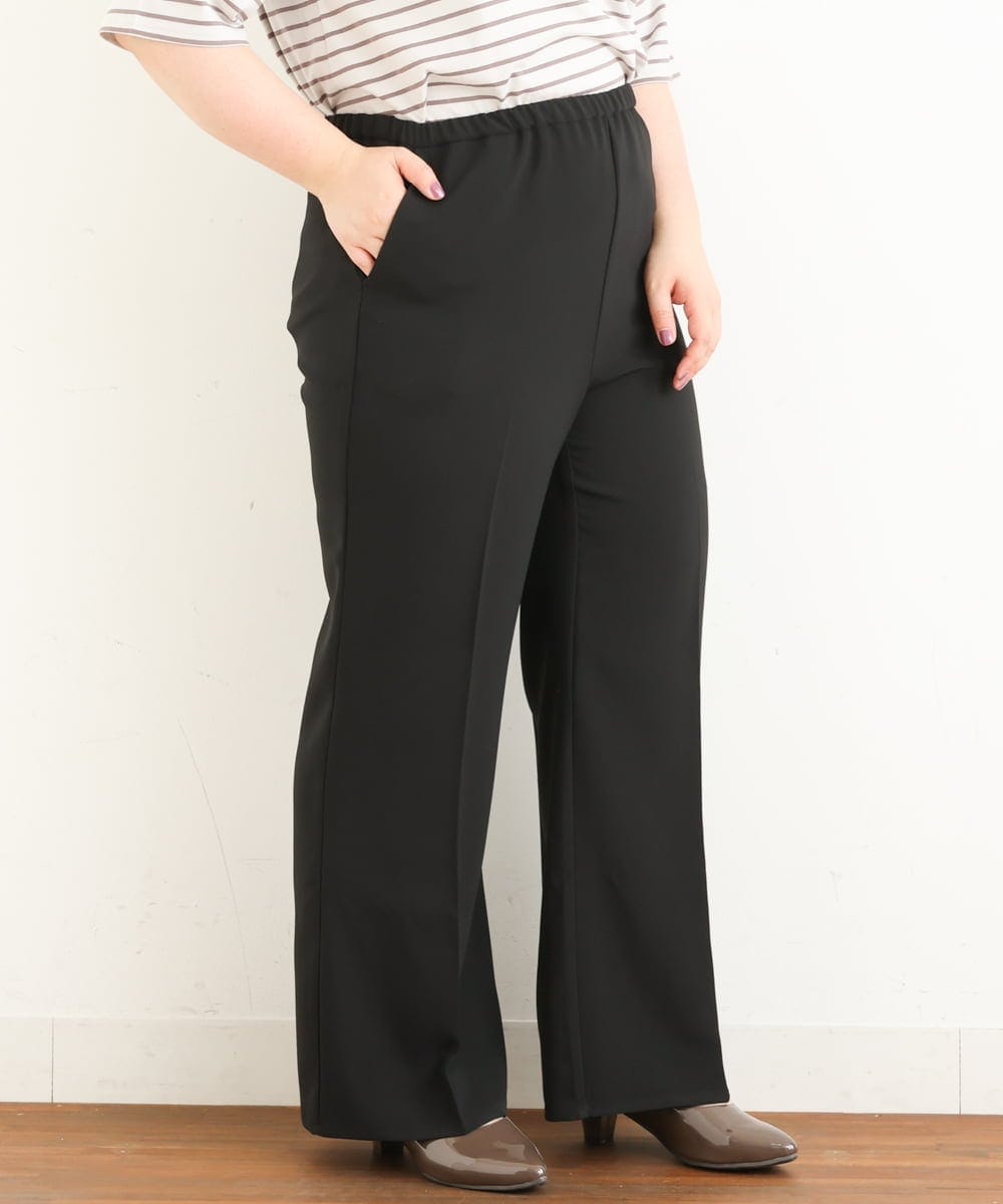 OLLJP09090 eur3(エウルキューブ) 【大きいサイズ】ストレッチフレアパンツ ブラック(94)