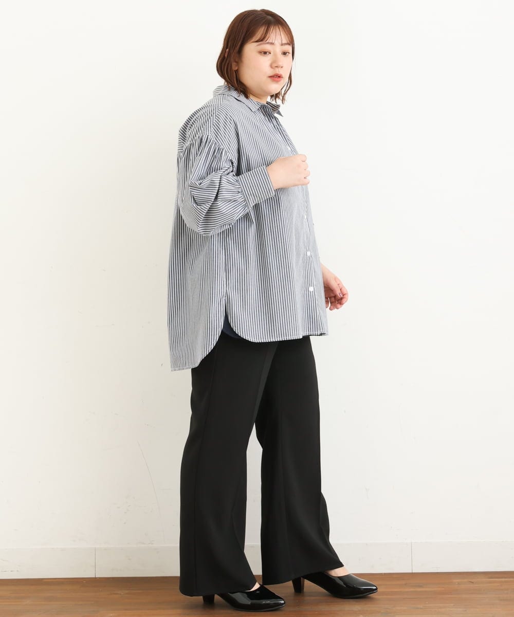 OLLJP09090 eur3(エウルキューブ) 【大きいサイズ】ストレッチフレアパンツ ブラック(94)