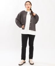 OLLJS01089 eur3(エウルキューブ) 【大きいサイズ】ストレッチスリムパンツ ブラック(94)