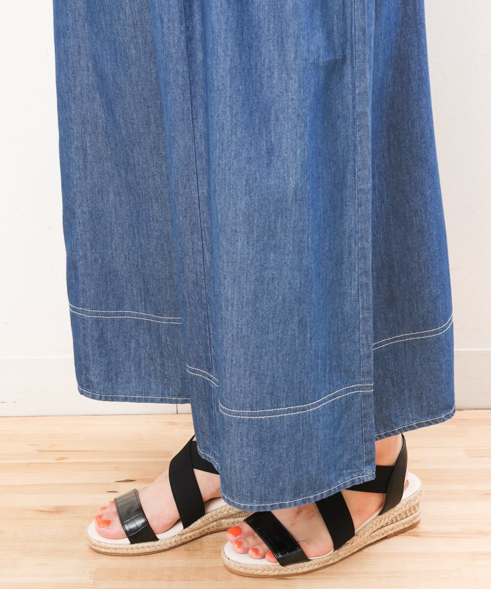 OLLJS53099 eur3(エウルキューブ) 【大きいサイズ】デニムフレアパンツ ブルー(55)