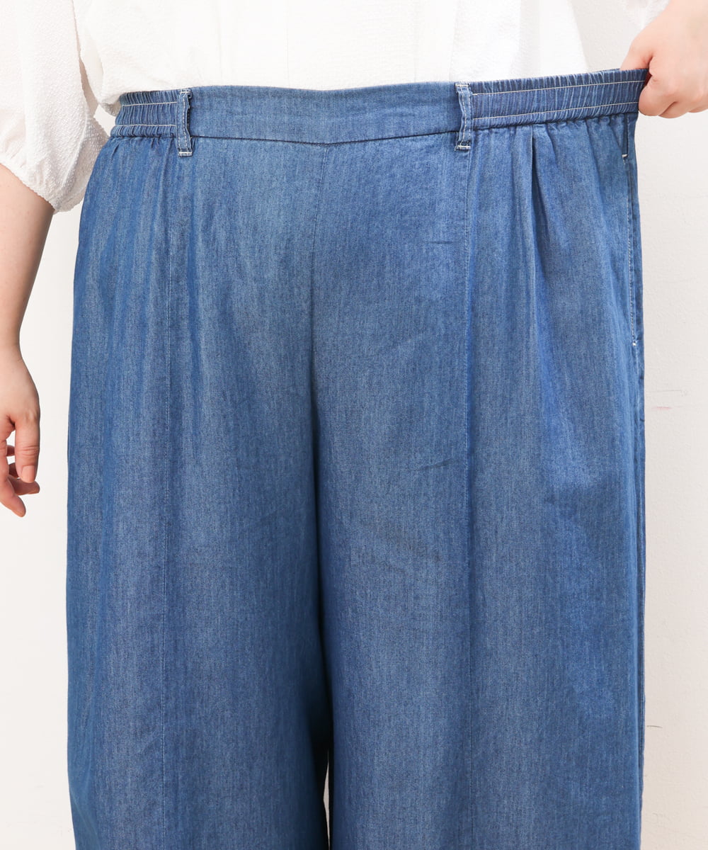 OLLJS53099 eur3(エウルキューブ) 【大きいサイズ】デニムフレアパンツ ブルー(55)
