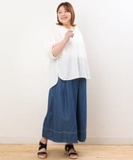 OLLJS53099 eur3(エウルキューブ) 【大きいサイズ】デニムフレアパンツ ブルー(55)