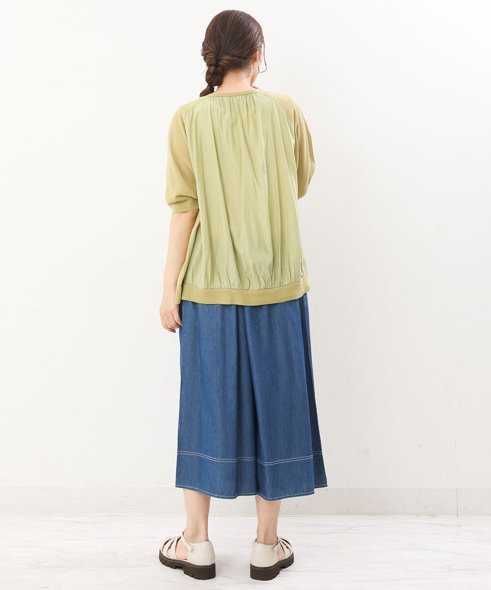 OLLJS53099 eur3(エウルキューブ) 【大きいサイズ】デニムフレアパンツ ブルー(55)