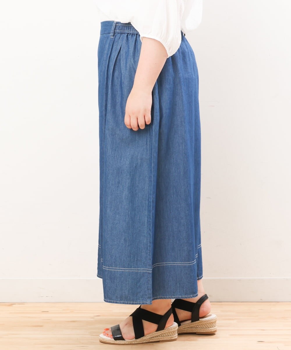 OLLJS53099 eur3(エウルキューブ) 【大きいサイズ】デニムフレアパンツ ブルー(55)