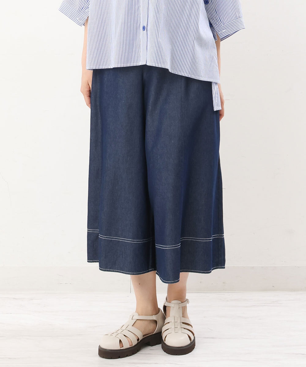 OLLJS53099 eur3(エウルキューブ) 【大きいサイズ】デニムフレアパンツ ネイビー(57)