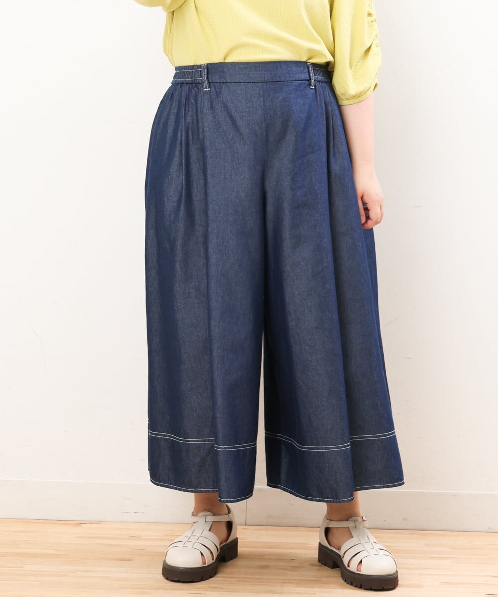 OLLJS53099 eur3(エウルキューブ) 【大きいサイズ】デニムフレアパンツ ネイビー(57)