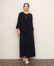 OLLKA02089 eur3(エウルキューブ) 【WEB先行販売】【大きいサイズ】カットジョーゼットワイドパンツ ネイビー(57)