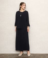 OLLKA02089 eur3(エウルキューブ) 【WEB先行販売】【大きいサイズ】カットジョーゼットワイドパンツ ネイビー(57)