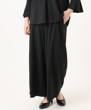 OLLKA02089 eur3(エウルキューブ) 【WEB先行販売】【大きいサイズ】カットジョーゼットワイドパンツ ブラック(94)