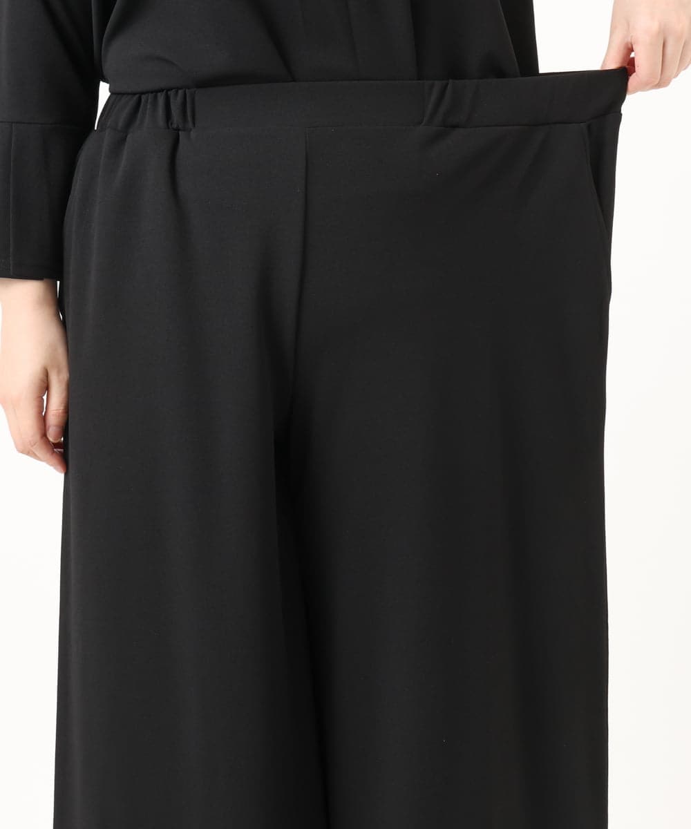 OLLKA02089 eur3(エウルキューブ) 【WEB先行販売】【大きいサイズ】カットジョーゼットワイドパンツ ブラック(94)