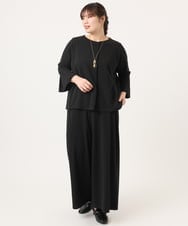 OLLKA02089 eur3(エウルキューブ) 【WEB先行販売】【大きいサイズ】カットジョーゼットワイドパンツ ブラック(94)