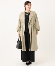 OLLKA02089 eur3(エウルキューブ) 【大きいサイズ】カットジョーゼットワイドパンツ ブラック(94)