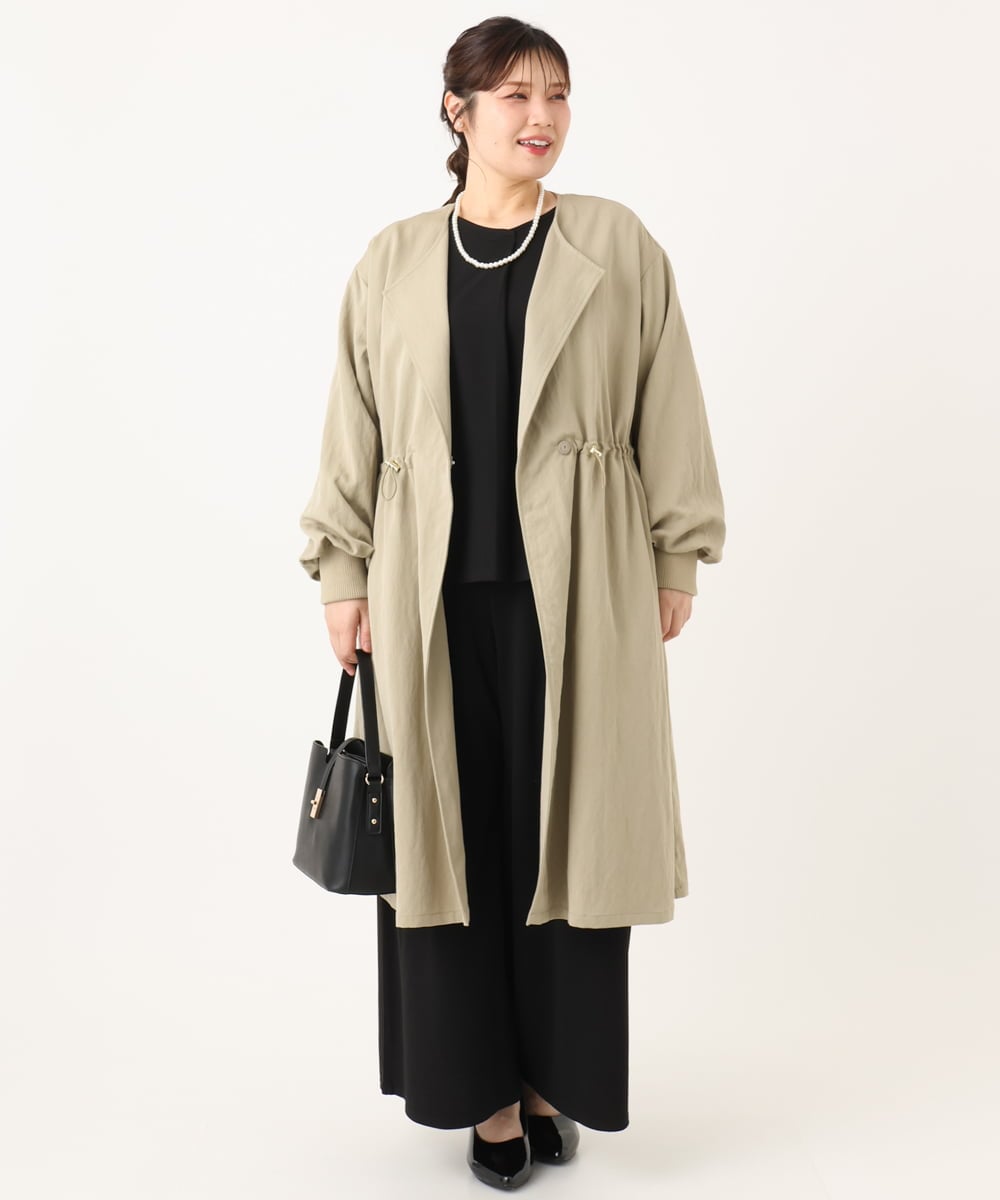 OLLKA02089 eur3(エウルキューブ) 【大きいサイズ】カットジョーゼットワイドパンツ ブラック(94)