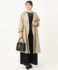 OLLKA02089 eur3(エウルキューブ) 【大きいサイズ】カットジョーゼットワイドパンツ ブラック(94)