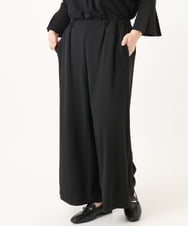 OLLKA02089 eur3(エウルキューブ) 【WEB先行販売】【大きいサイズ】カットジョーゼットワイドパンツ ブラック(94)