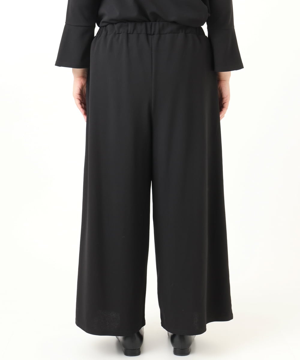 OLLKA02089 eur3(エウルキューブ) 【WEB先行販売】【大きいサイズ】カットジョーゼットワイドパンツ ブラック(94)