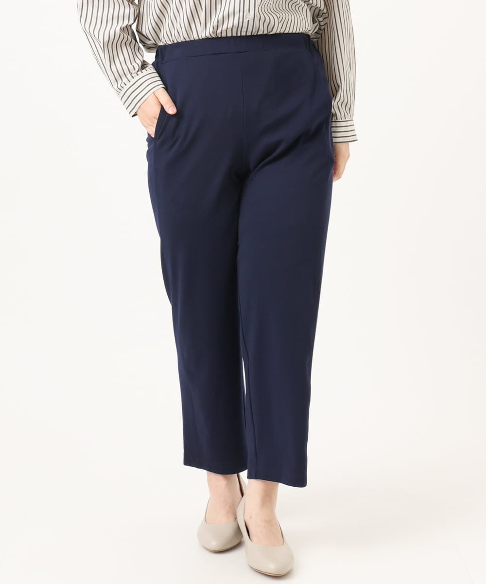 OLLKA03099 eur3(エウルキューブ) 【WEB先行販売】【大きいサイズ】ポンチストレートパンツ ネイビー(57)