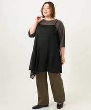 OLLKA04099 eur3(エウルキューブ) 【WEB先行販売】【大きいサイズ】ストレッチベイカーパンツ カーキ(36)