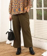 OLLKA04099 eur3(エウルキューブ) 【WEB先行販売】【大きいサイズ】ストレッチベイカーパンツ カーキ(36)