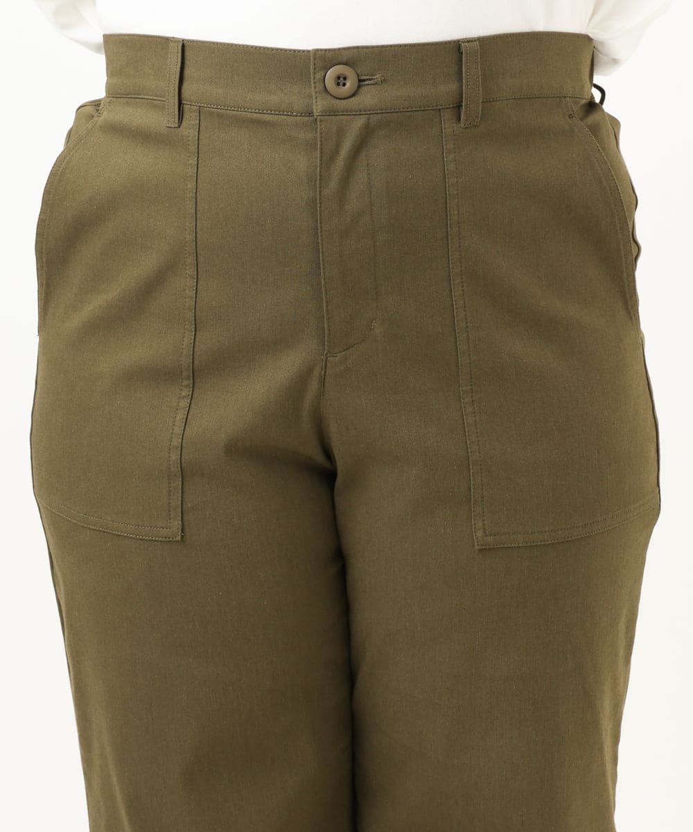 OLLKA04099 eur3(エウルキューブ) 【WEB先行販売】【大きいサイズ】ストレッチベイカーパンツ カーキ(36)