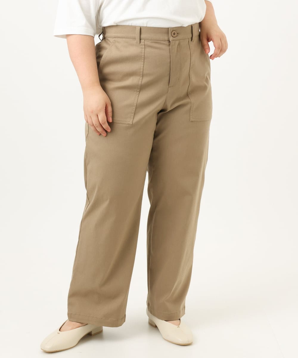 OLLKA04099 eur3(エウルキューブ) 【WEB先行販売】【大きいサイズ】ストレッチベイカーパンツ モカ(84)